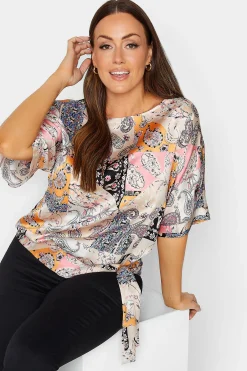 M&Co Womens Pink Paisley Print Short Sleeve Blouse><noscript><img width=