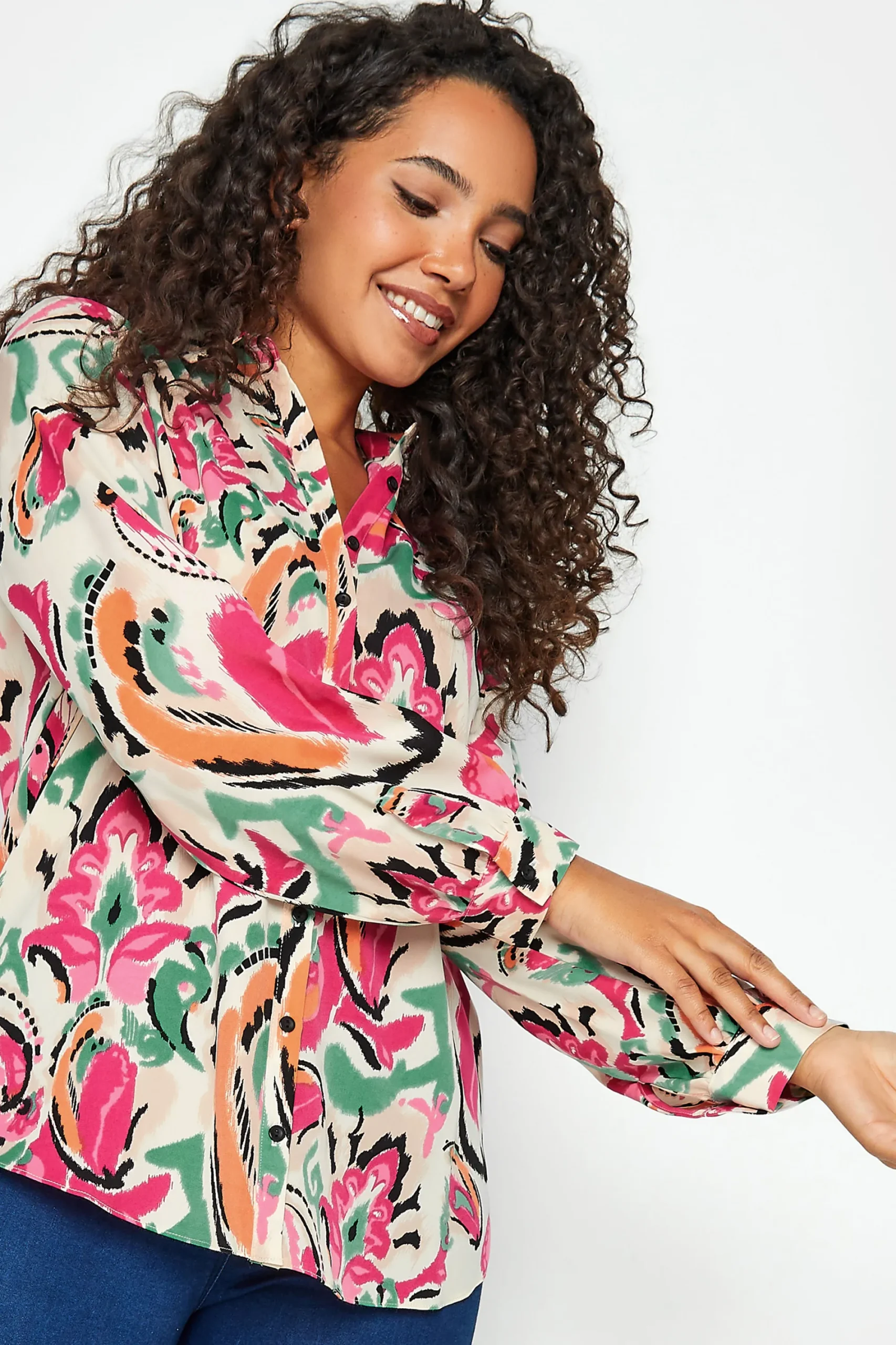 M&Co Womens Pink Paisley Print Long Sleeve Shirt>Women Shirts