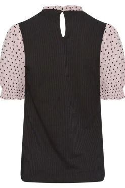 M&Co Womens Pink Polka Dot Contrast Sleeve Blouse><noscript><img width=