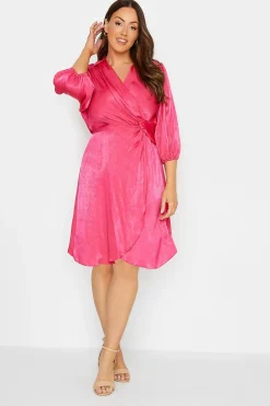 M&Co Womens Pink Satin Wrap Dress><noscript><img width=