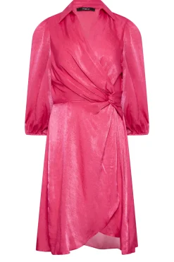 M&Co Womens Pink Satin Wrap Dress><noscript><img width=