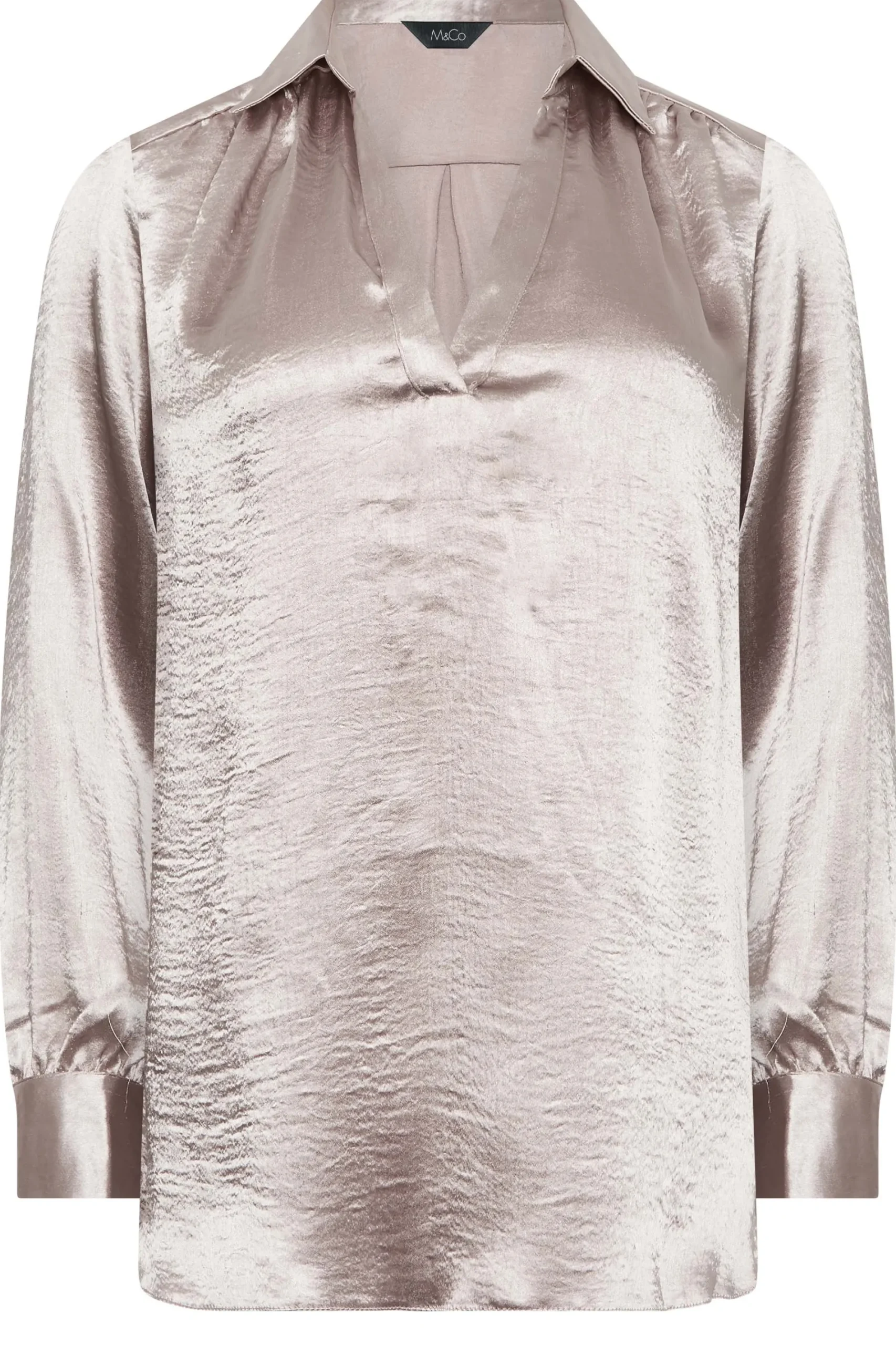 M&Co Womens Pink Satin V-Neck Blouse>Women Shirts