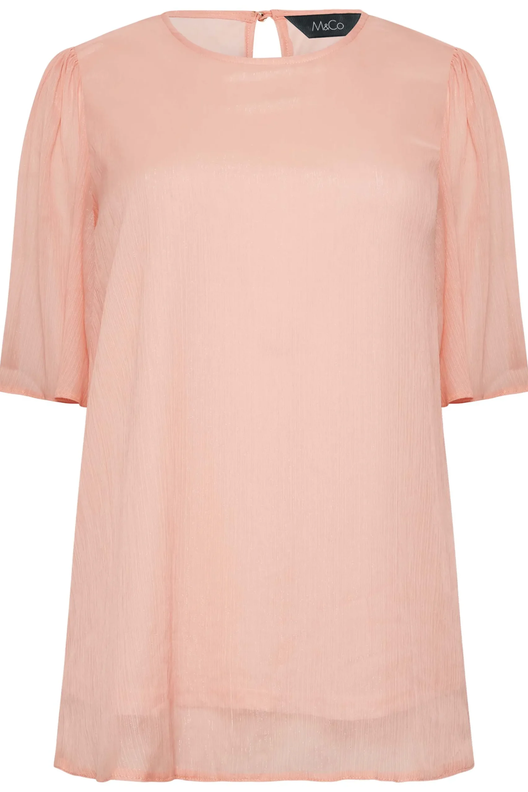 M&Co Womens Pink Shimmer Angel Sleeve Blouse>Women Blouses