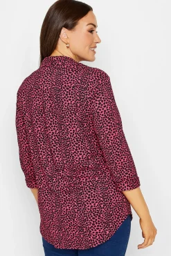 M&Co Womens Pink Spot Print Half Placket Jersey Shirt><noscript><img width=