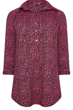 M&Co Womens Pink Spot Print Half Placket Jersey Shirt><noscript><img width=