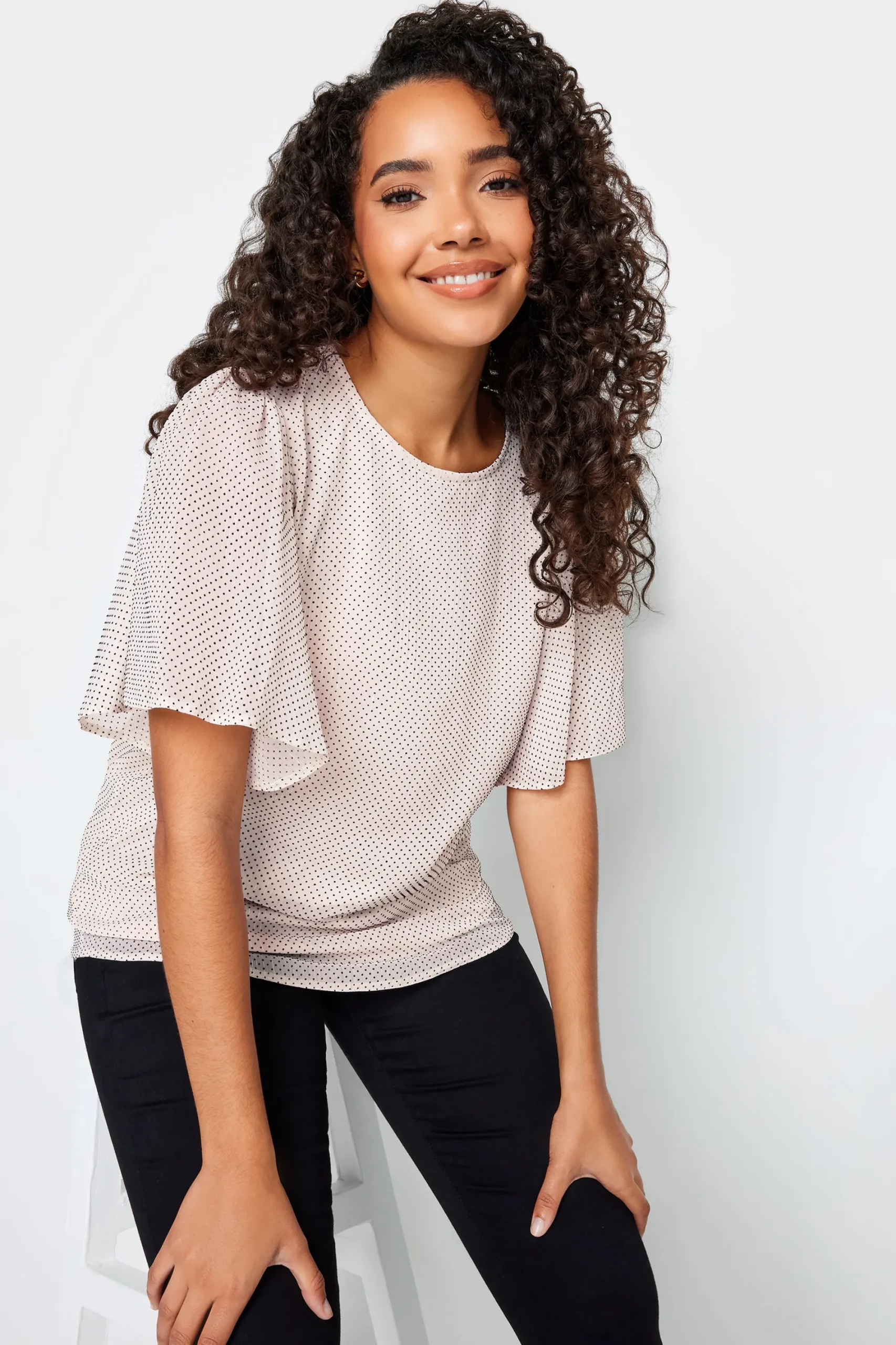M&Co Womens Pink Spot Print Blouse>Women Short Sleeve Tops