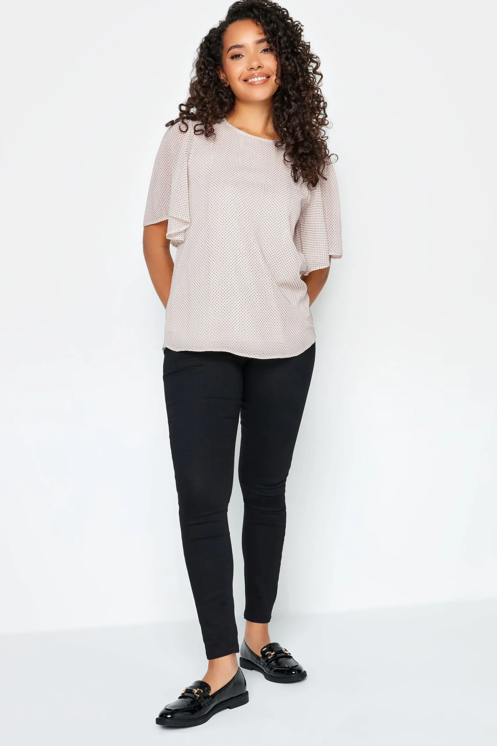 M&Co Womens Pink Spot Print Blouse>Women Short Sleeve Tops