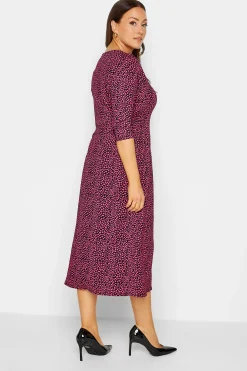 M&Co Womens Pink Spot Print Button Through Midi Dress><noscript><img width=