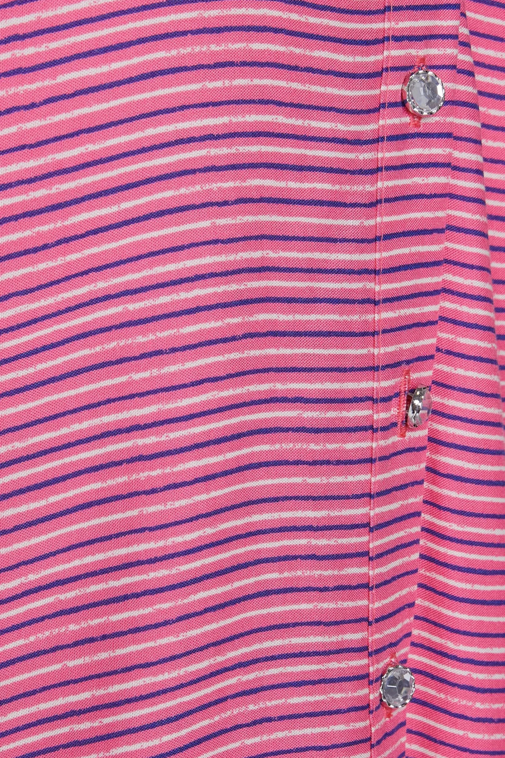 M&Co Womens Pink Stripe Grown On Sleeve Top>Women Short Sleeve Tops