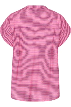 M&Co Womens Pink Stripe Grown On Sleeve Top><noscript><img width=