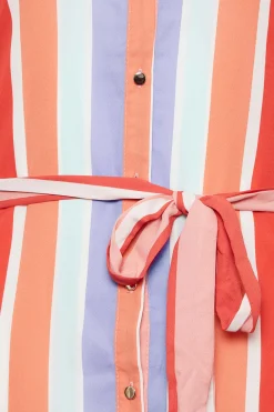 M&Co Womens Pink Stripe Tie Waist Blouse><noscript><img width=