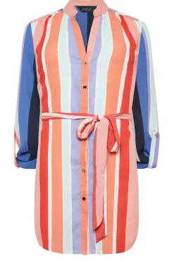 M&Co Womens Pink Stripe Tie Waist Blouse><noscript><img width=