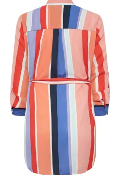 M&Co Womens Pink Stripe Tie Waist Blouse><noscript><img width=