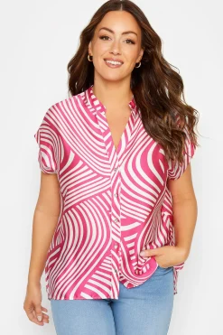 M&Co Womens Pink Swirl Print Shirt>Women Short Sleeve Tops