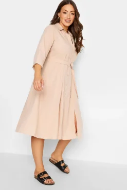 M&Co Womens Pink Tie Waist Shirt Dress>Women Shirt Dresses