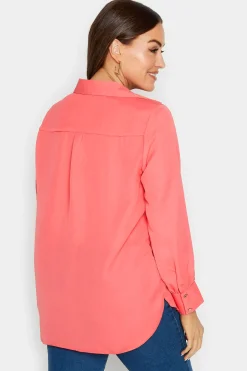 M&Co Womens Pink V-Neck Collared Blouse><noscript><img width=