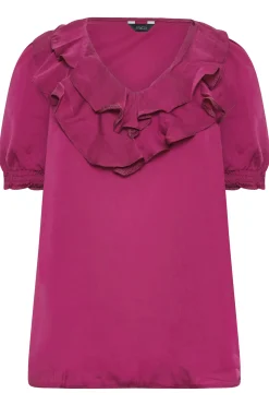 M&Co Womens Purple Frill Front Blouse><noscript><img width=