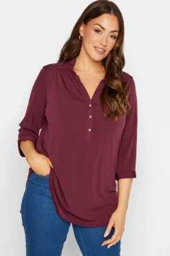 M&Co Womens Purple Half Placket Blouse>Women Shirts