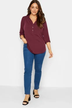 M&Co Womens Purple Half Placket Blouse>Women Shirts