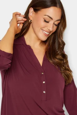 M&Co Womens Purple Half Placket Blouse><noscript><img width=