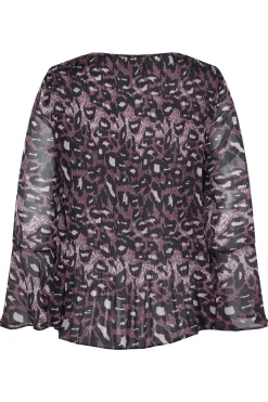 M&Co Womens Purple Leopard Print Pleat Blouse><noscript><img width=
