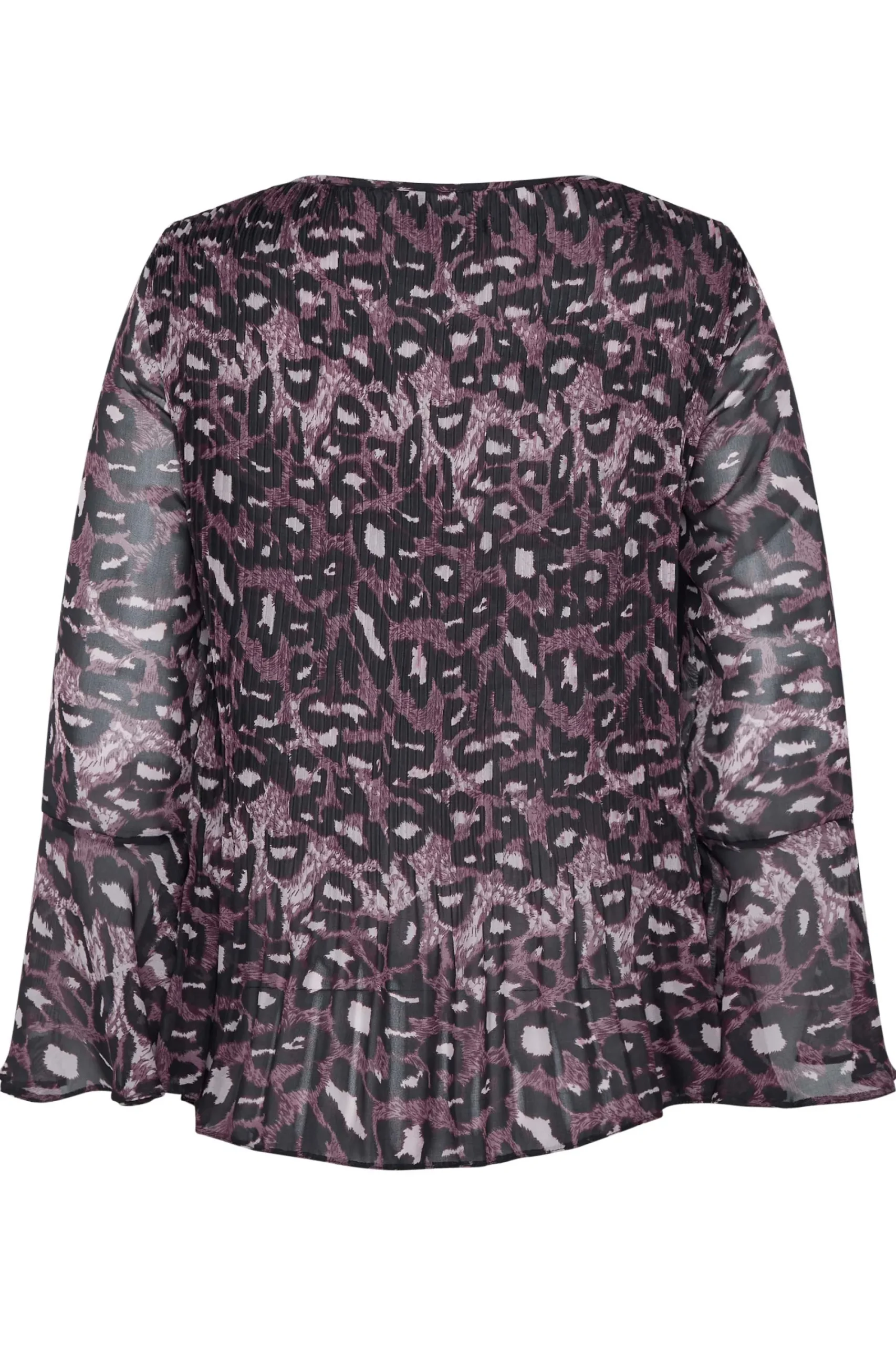 M&Co Womens Purple Leopard Print Pleat Blouse>Women Long Sleeve Tops