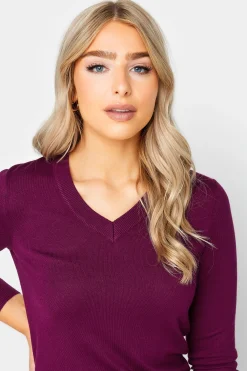 M&Co Womens Purple Long Sleeve V-Neck Jumper><noscript><img width=