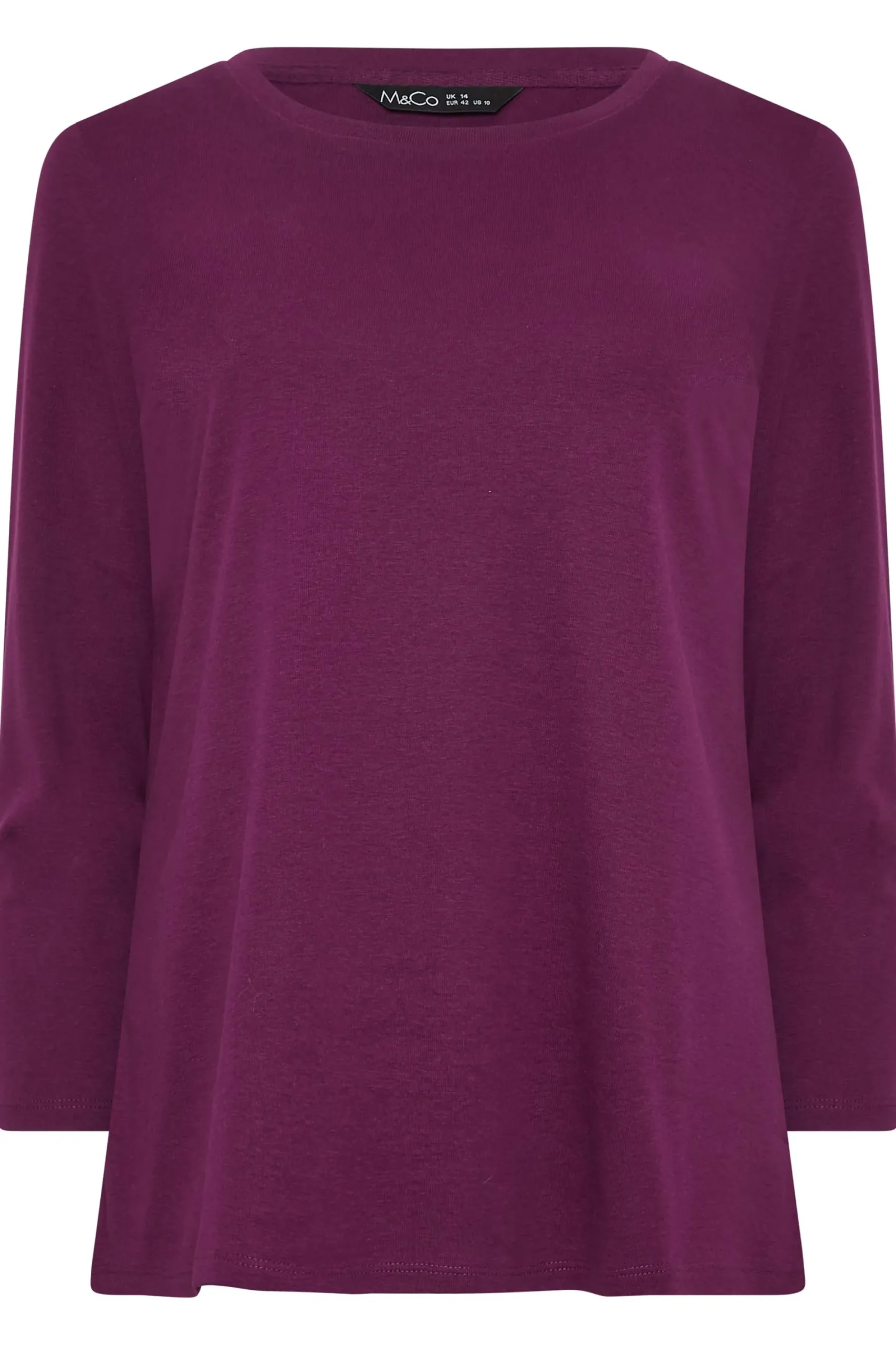 M&Co Womens Purple Long Sleeve Cotton Blend Top>Women T-Shirts
