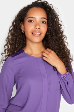 M&Co Womens Purple Satin Contrast Panel Shirt><noscript><img width=