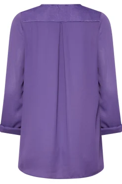 M&Co Womens Purple Satin Contrast Panel Shirt><noscript><img width=