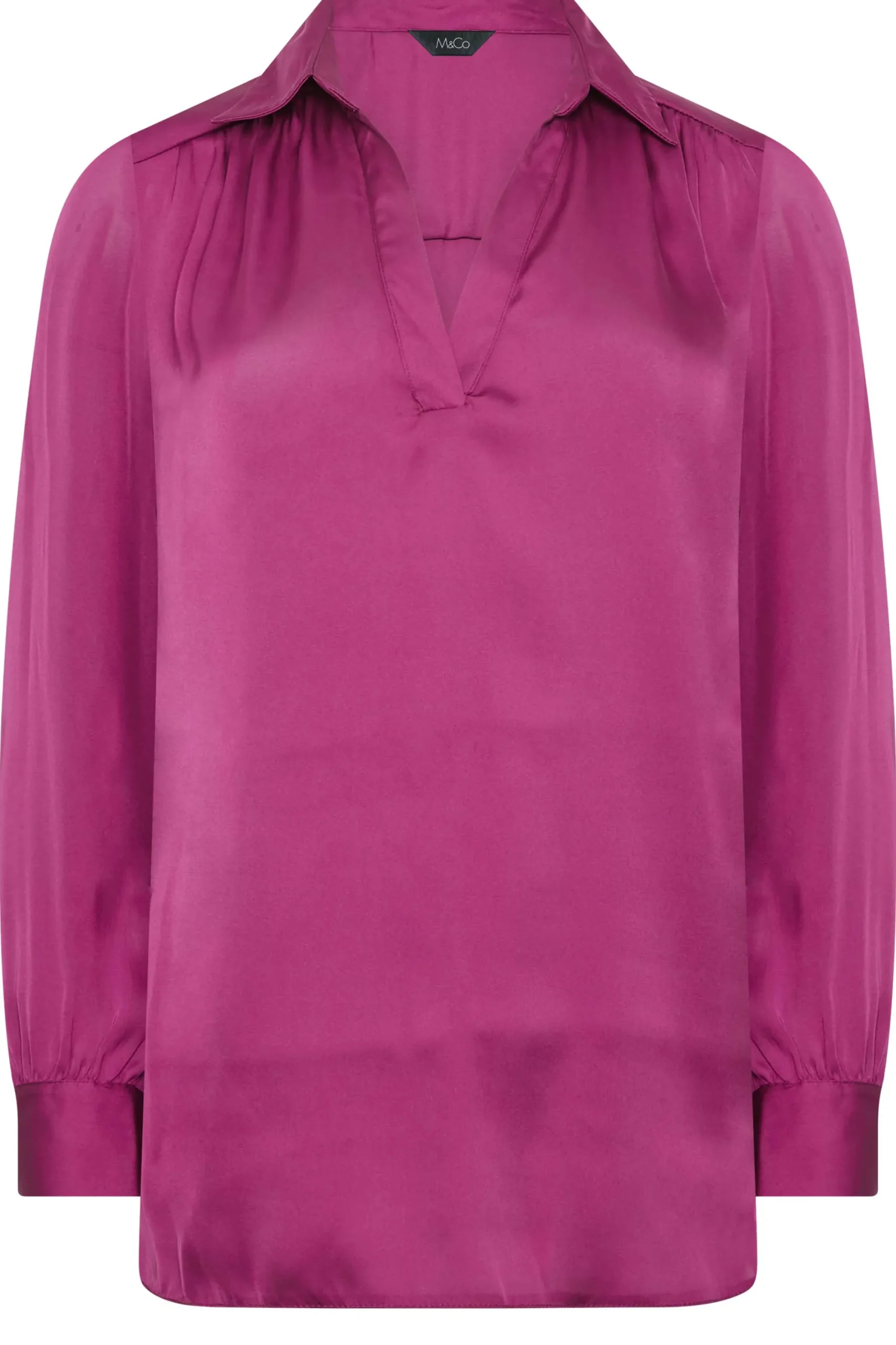 M&Co Womens Purple Satin V-Neck Blouse>Women Shirts