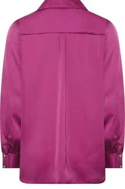 M&Co Womens Purple Satin V-Neck Blouse><noscript><img width=