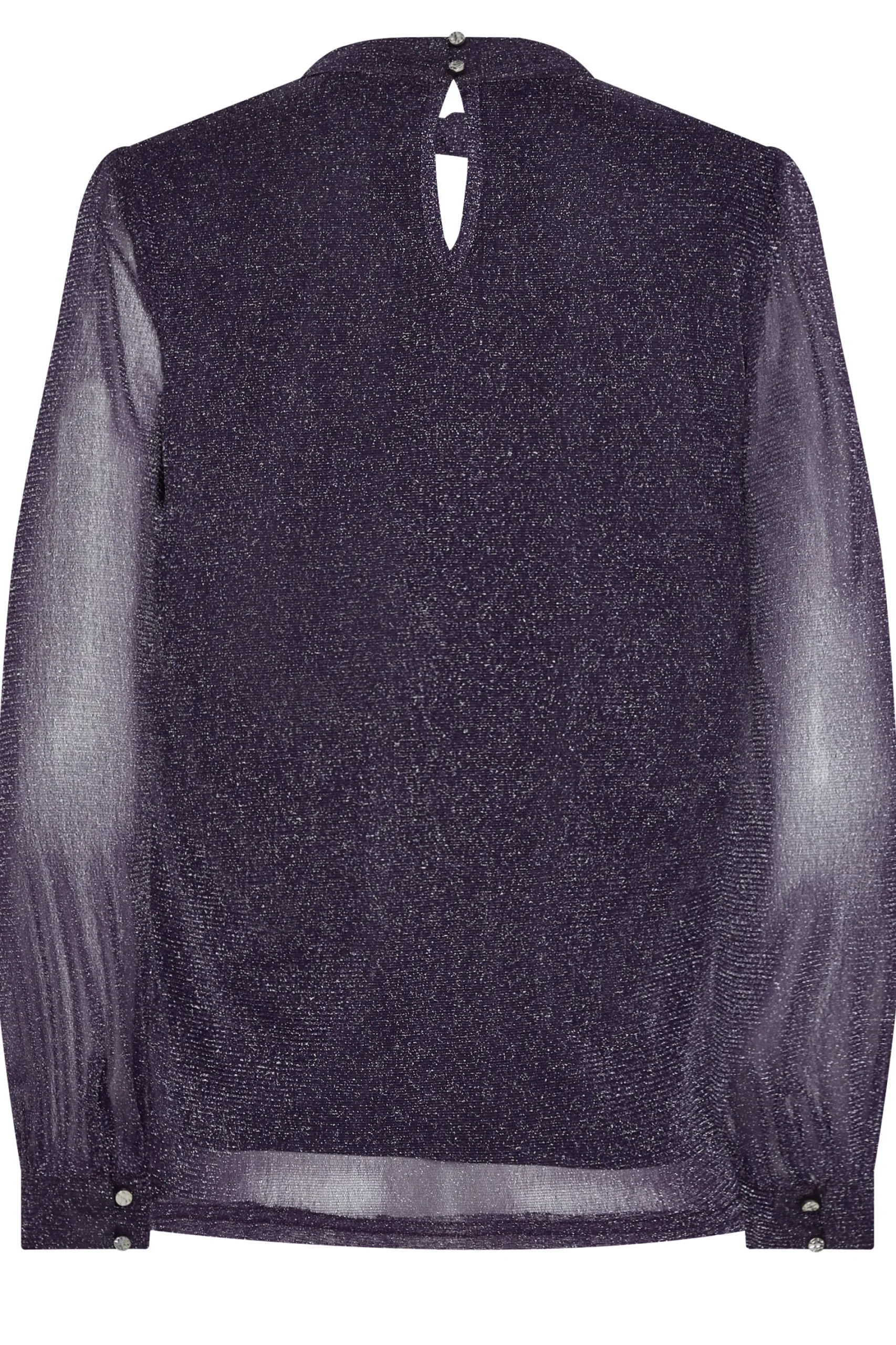 M&Co Womens Purple Shimmer Keyhole Blouse>Women Long Sleeve Tops