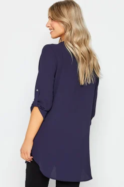 M&Co Womens Purple Statement Button Tab Sleeve Shirt><noscript><img width=
