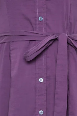 M&Co Womens Purple Tie Waist Shirt Dress><noscript><img width=