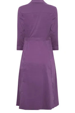 M&Co Womens Purple Tie Waist Shirt Dress><noscript><img width=