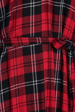 M&Co Womens Red & Black Check Tie Waist Tunic Dress><noscript><img width=