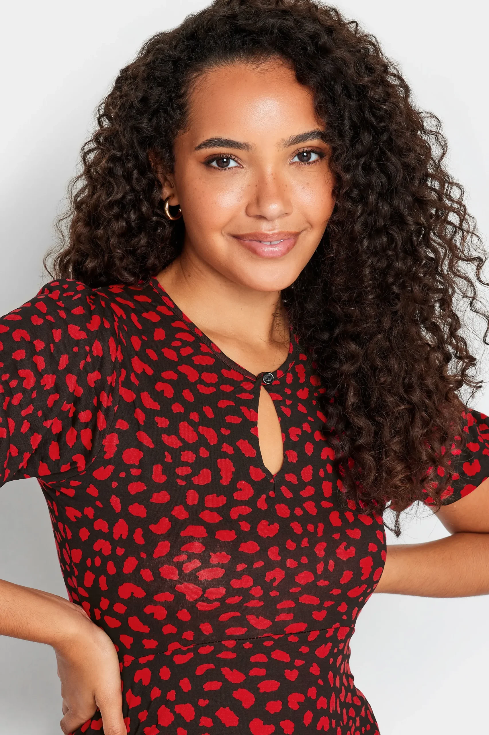 M&Co Womens Red Animal Print Keyhole Maxi Dress>Women Maxi Dresses