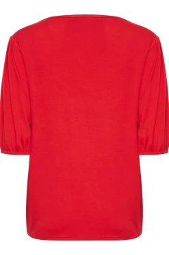 M&Co Womens Red Balloon Sleeve Top>Women Blouses