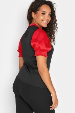 M&Co Womens Red Contrast Sleeve Blouse><noscript><img width=