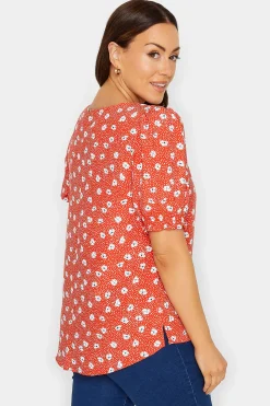 M&Co Womens Red Daisy Print Blouse><noscript><img width=