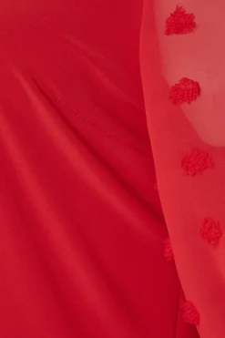 M&Co Womens Red Dobby Sleeve Blouse><noscript><img width=