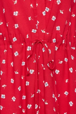 M&Co Womens Red Floral Print Tie Waist Tunic Shirt><noscript><img width=