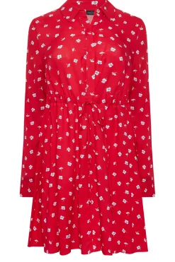 M&Co Womens Red Floral Print Tie Waist Tunic Shirt><noscript><img width=