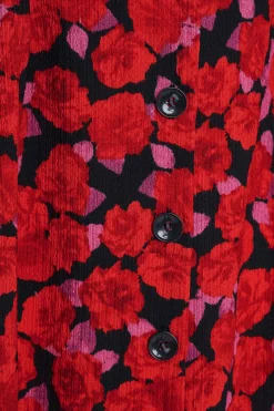M&Co Womens Red Floral Print Button Through Dress><noscript><img width=