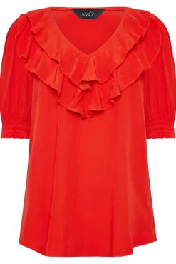 M&Co Womens Red Frill Front Blouse><noscript><img width=