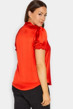 M&Co Womens Red Frill Satin Blouse><noscript><img width=