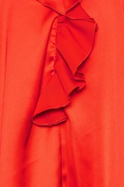 M&Co Womens Red Frill Satin Blouse><noscript><img width=