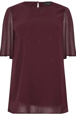 M&Co Womens Red Gem Detail Angel Sleeve Blouse><noscript><img width=