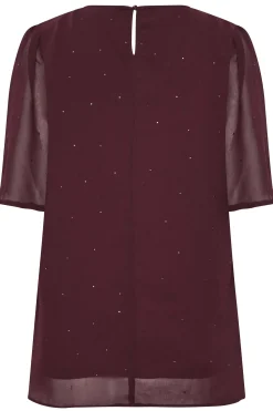 M&Co Womens Red Gem Detail Angel Sleeve Blouse><noscript><img width=